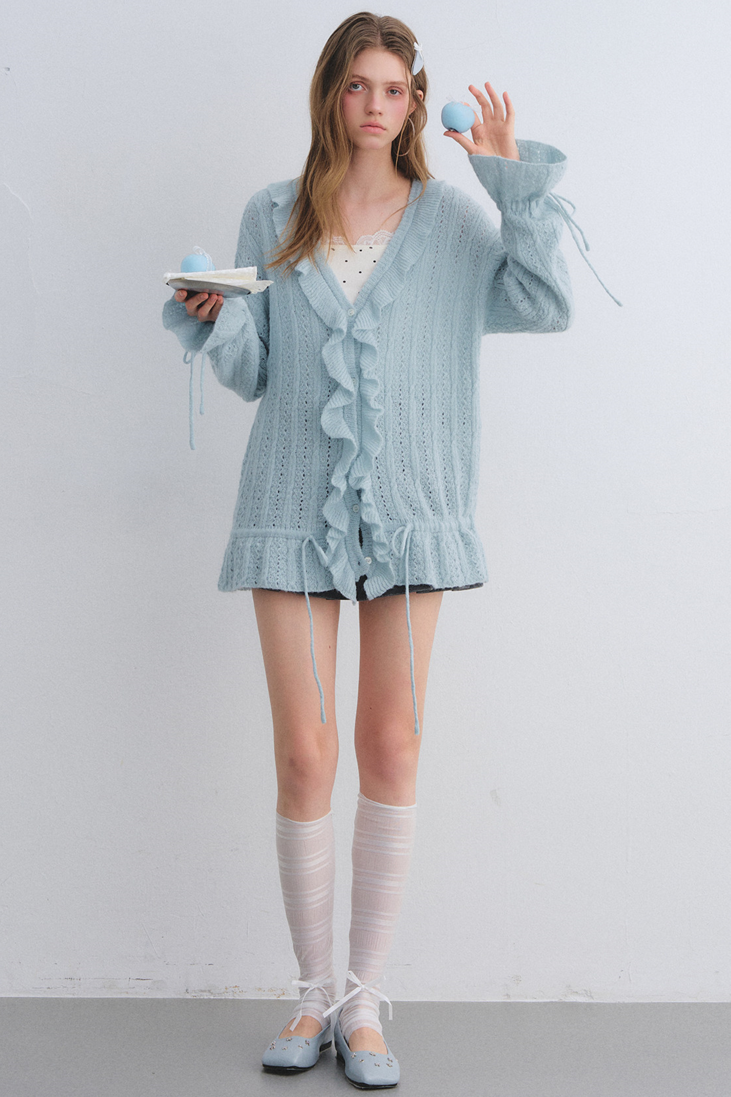 Wool Mohair Ruffled Cardigan