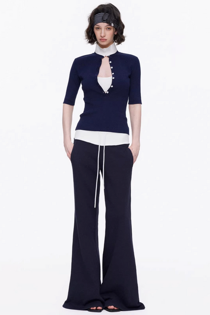 Lyocell Color-Blocked Knit Top