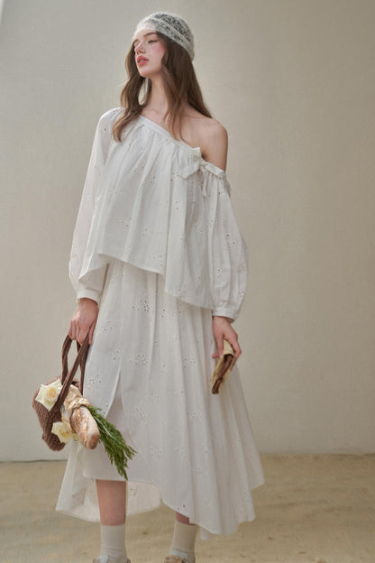 Embroidered Flower Elegant Skirt Set-Up