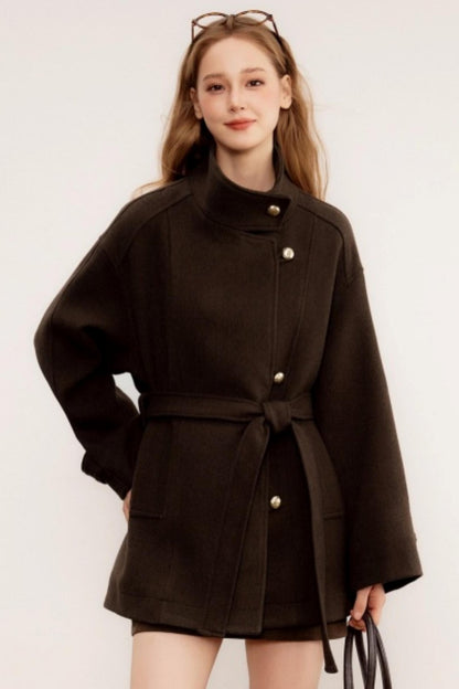 Stand-Up Collar Woolen Coat