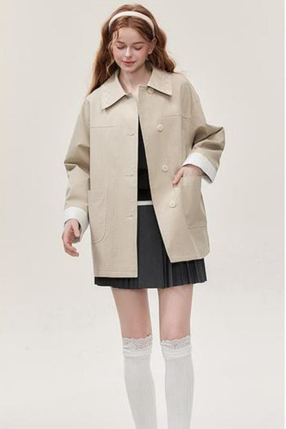 Khaki Embroidered Trench Coat