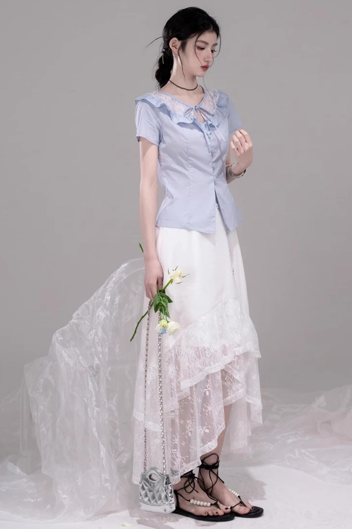 Curve Blue Cotton Shirt