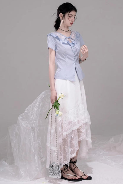 Curve Blue Cotton Shirt