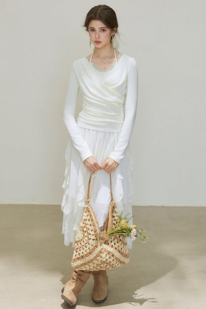 White Wool Blend Top