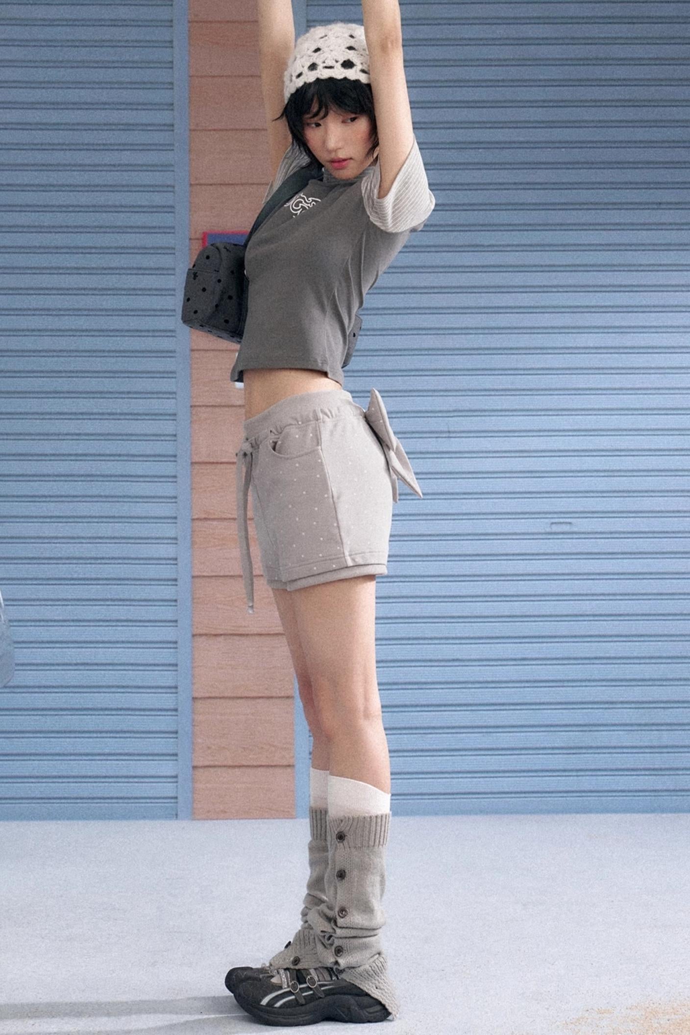 Detachable Polka Dot Peplum Shorts