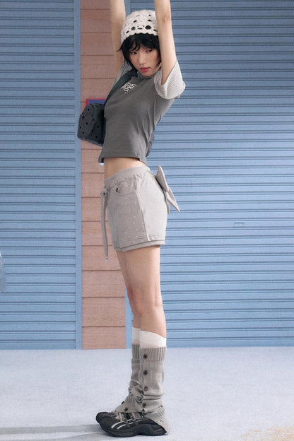 Detachable Polka Dot Peplum Shorts