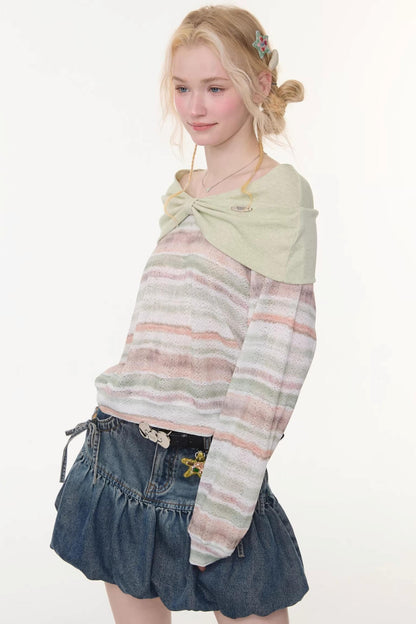 Spring Mist Striped Knit Top