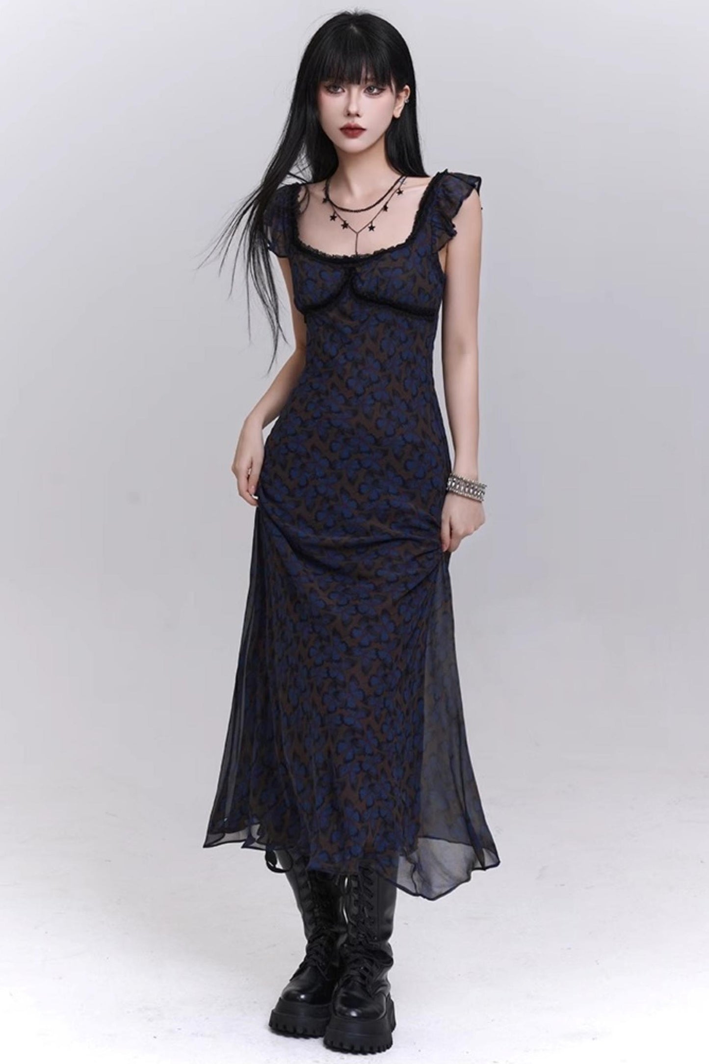 Butterfly Floral Halter Dress