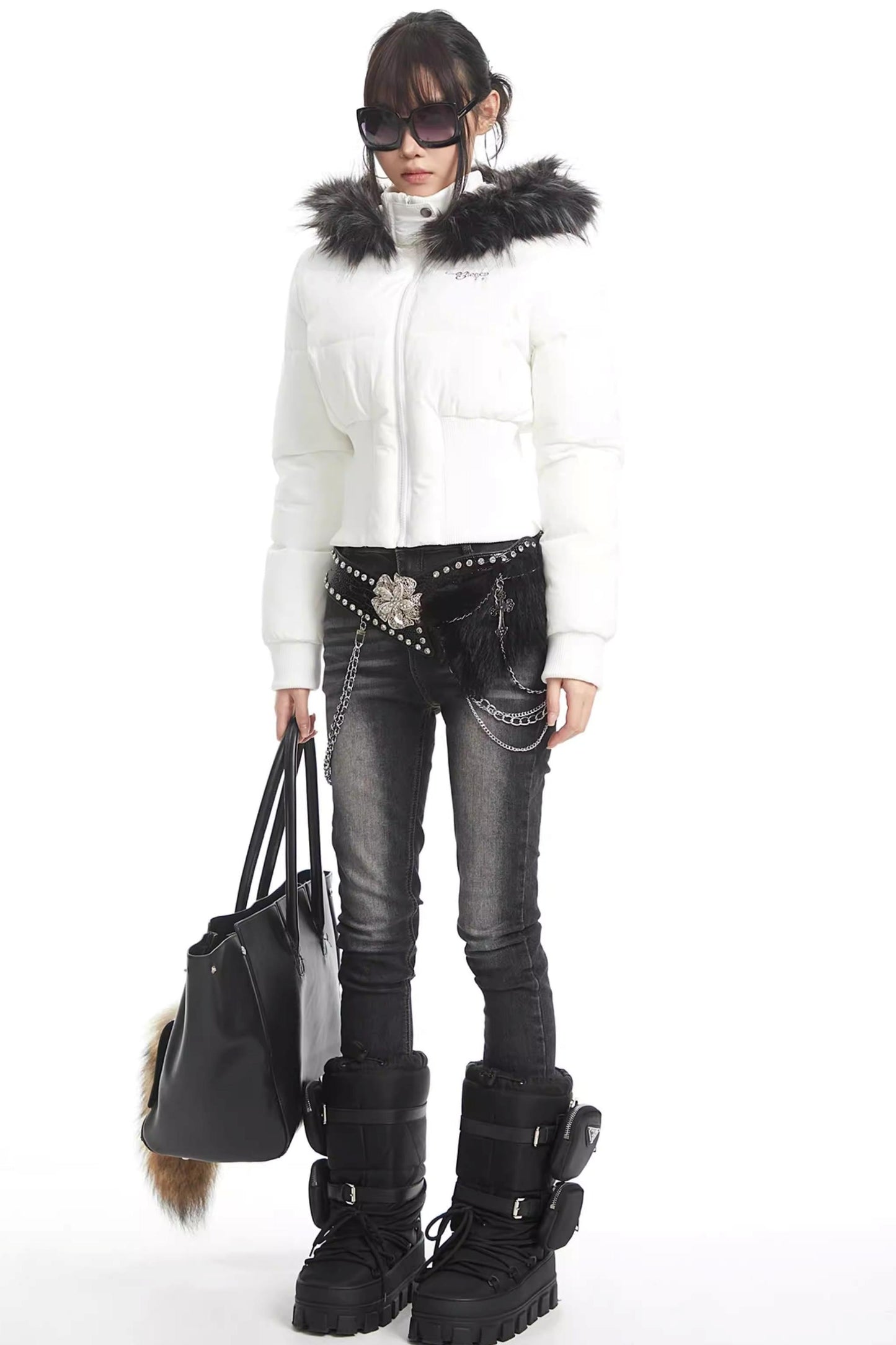 Spicy Black Rhinestone Waist Chain