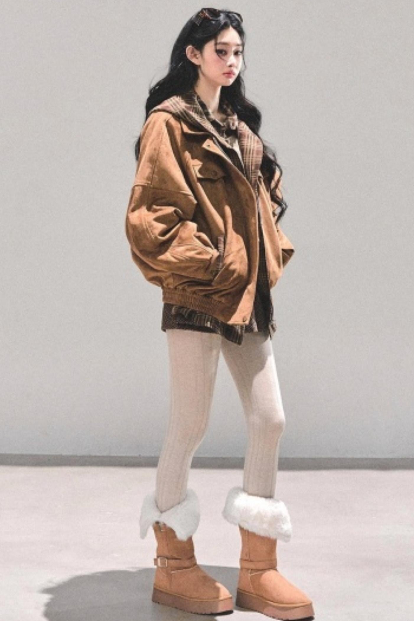 Hepburn Plaid Hooded Coat