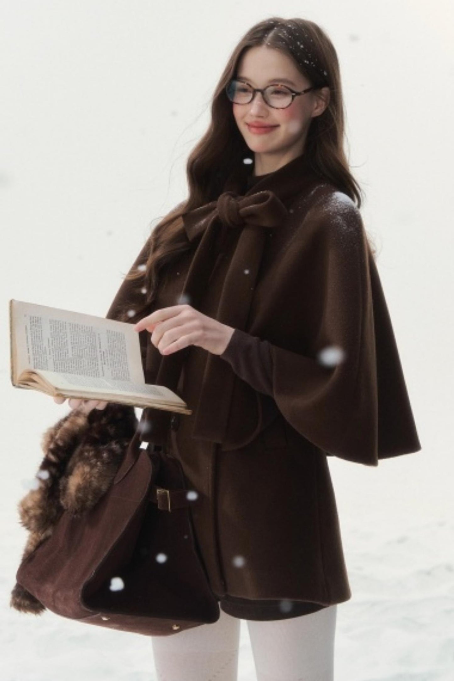 Cocoa Double-Breasted Cape Coat