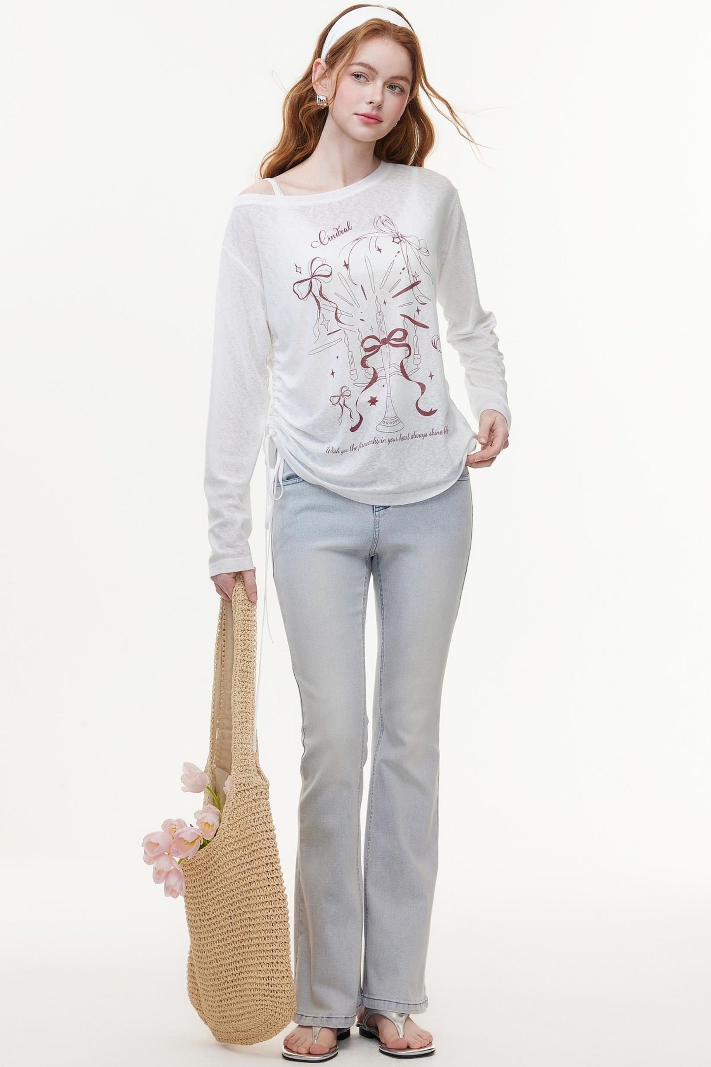 Casual Knit Fabric Graphic T-Shirt