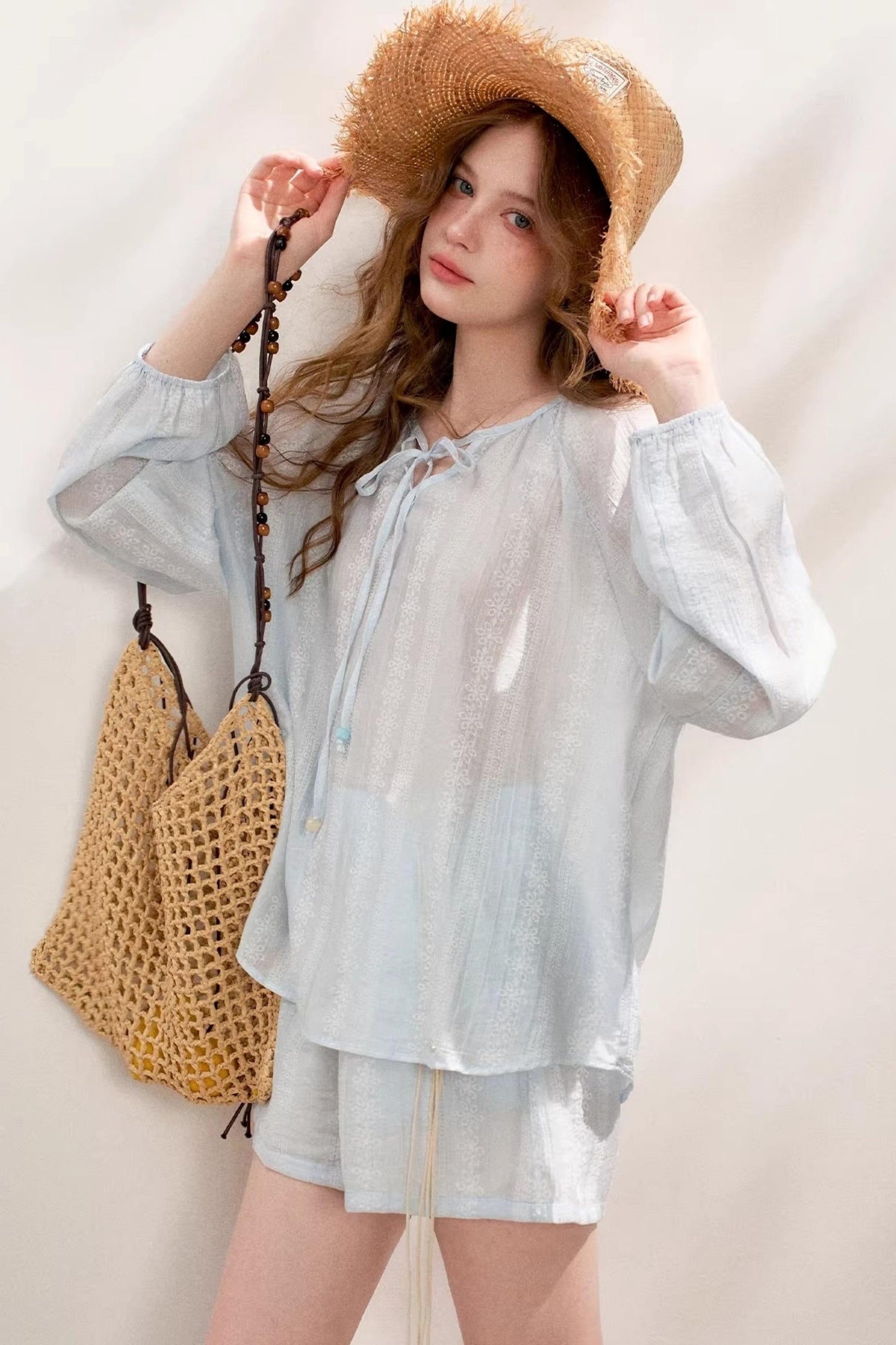 Beaded Tencel Boho Chic Ensemble Shorts