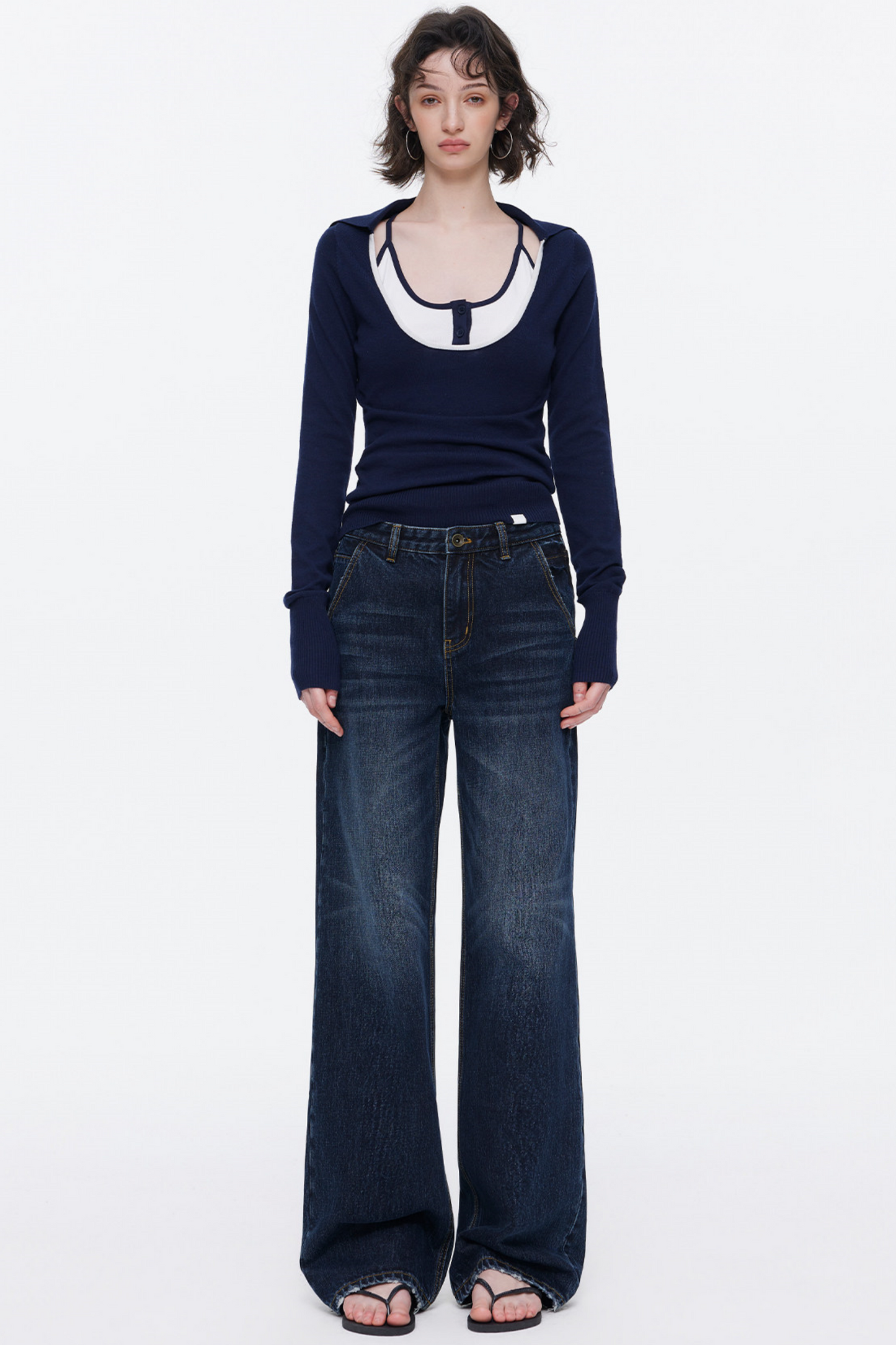 Color-Blocked Wool Knit Top Set-Up