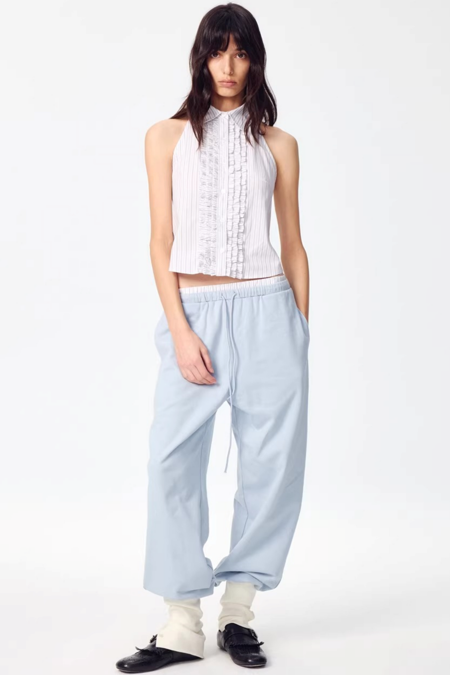Patchwork Double Waistband Jogger Pants