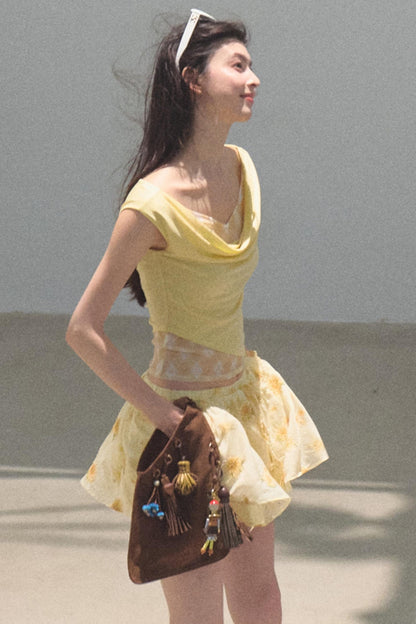 Embroidered Puffy A-Line Skirt