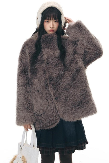 Reversible Polka Dot Fur Coat