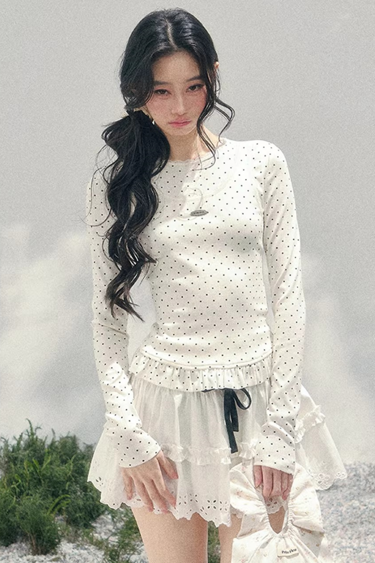 Polka Dot Two-Piece Blouse