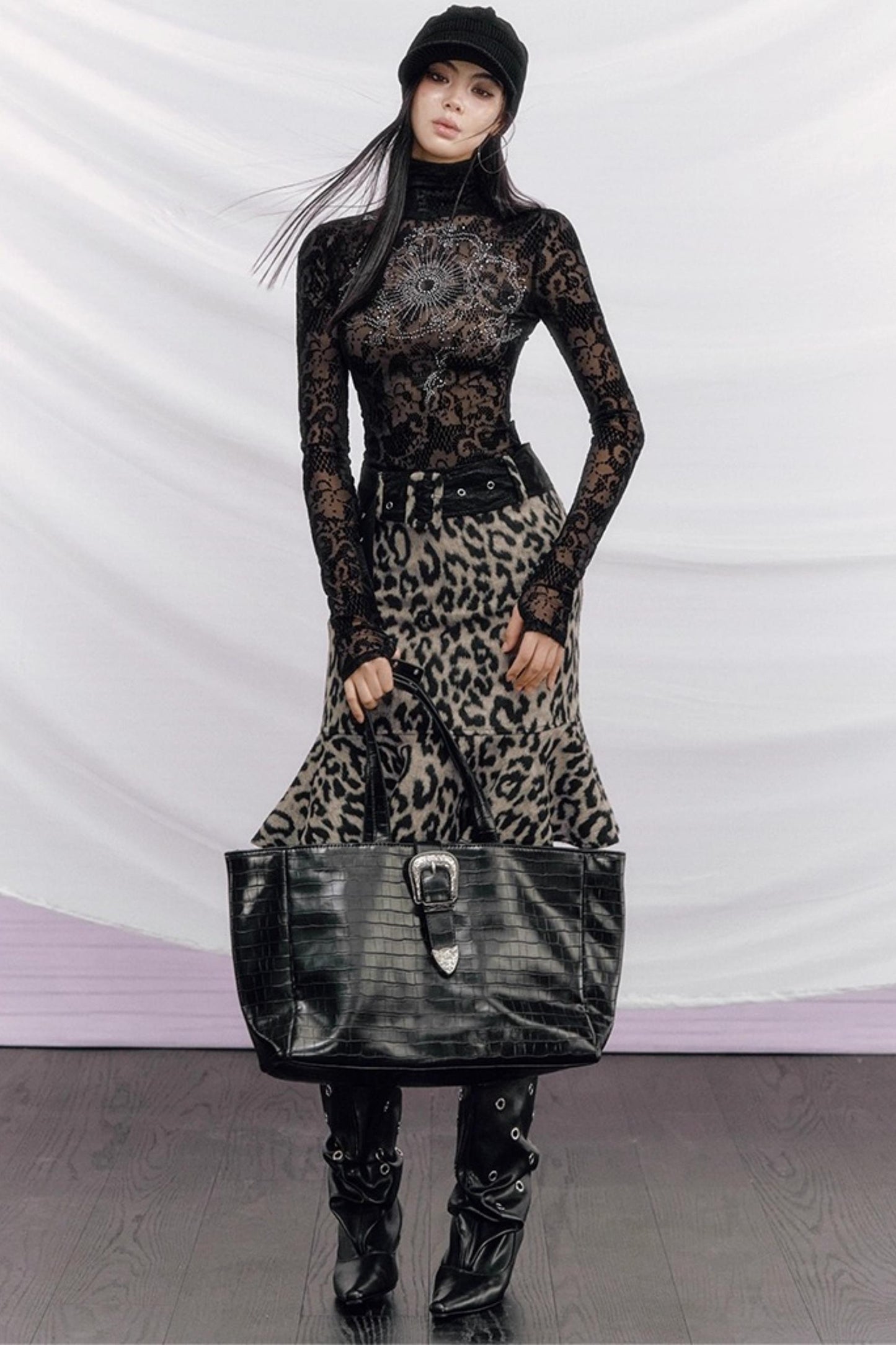 Rhinestone Velvet Jacquard Top