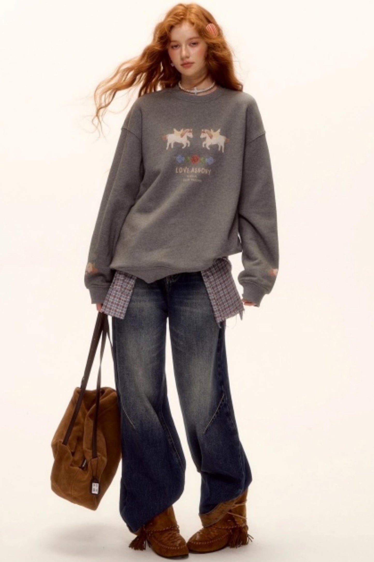 Suede Patchwork Denim Pants