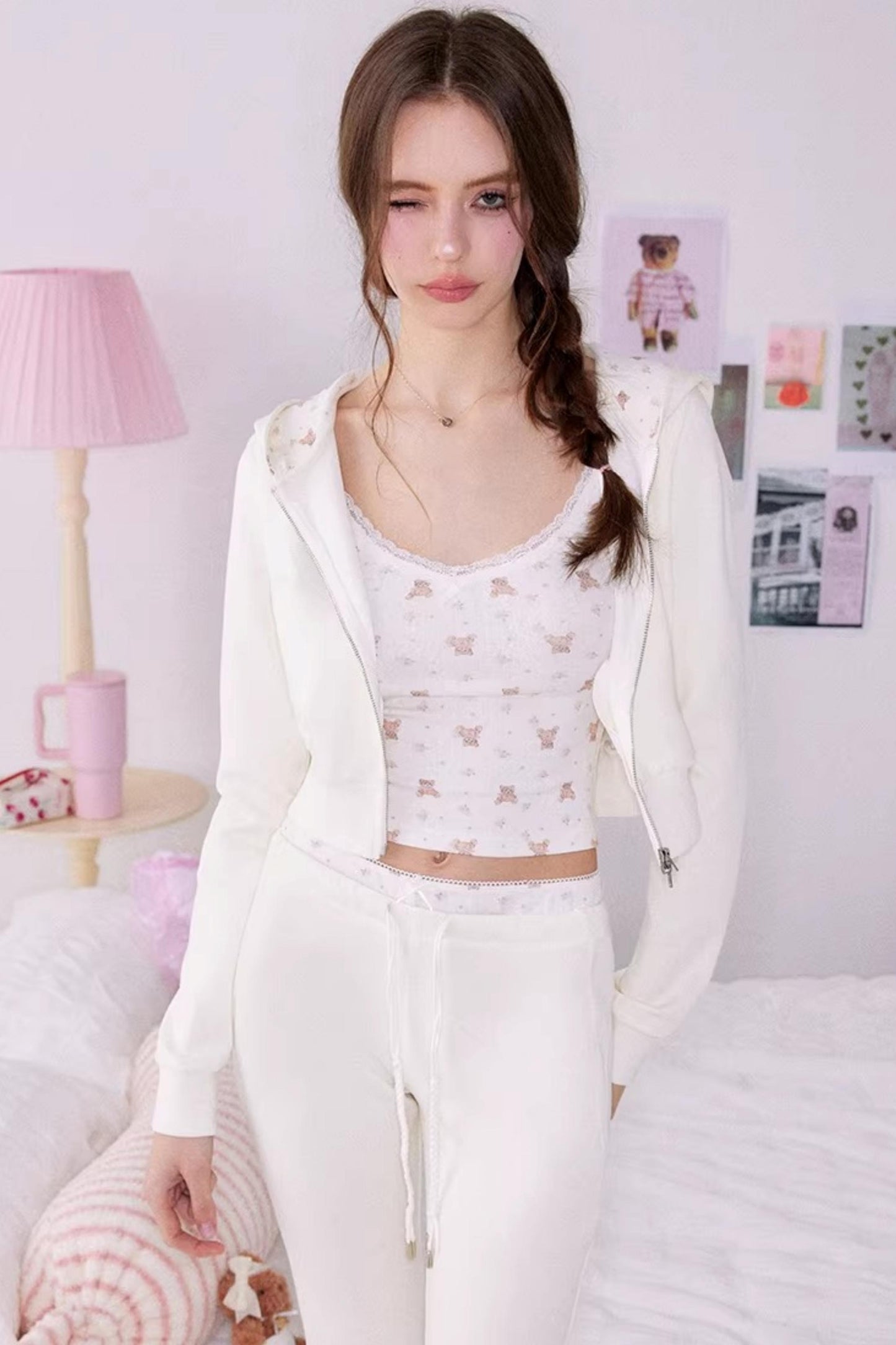 Bear Print Sweater Suspender Set-Up