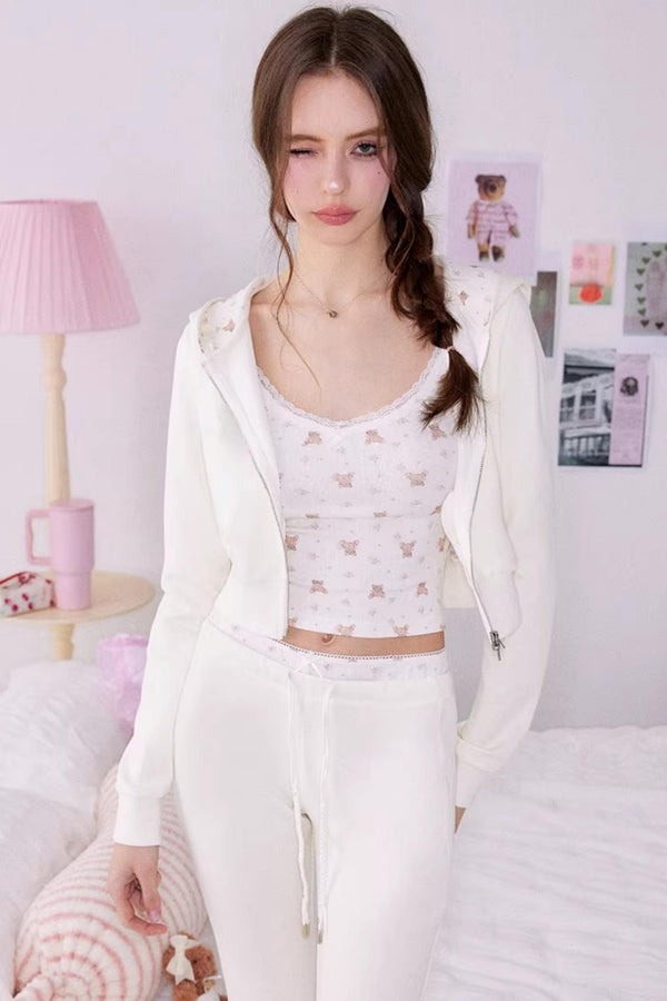 Bear Print Sweater Suspender Set-Up