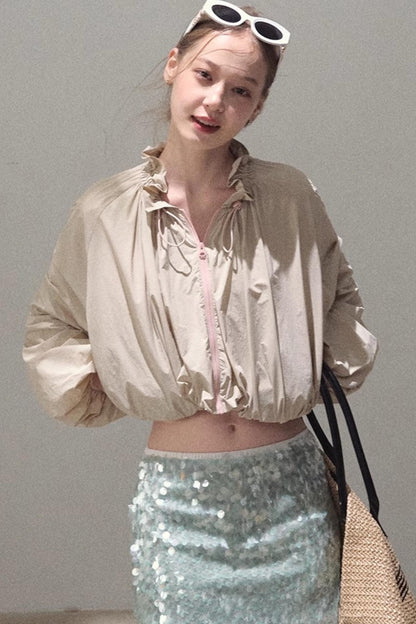 Dual-Color Sequin A-Line Mini Skirt