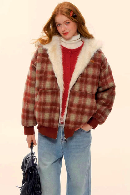 First Snow Plaid Reversible Coat