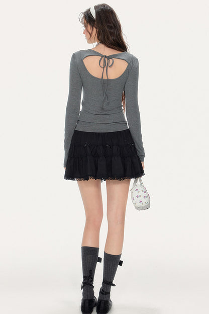 Sweet Spicy Cut-Out Long-Sleeved Shirt