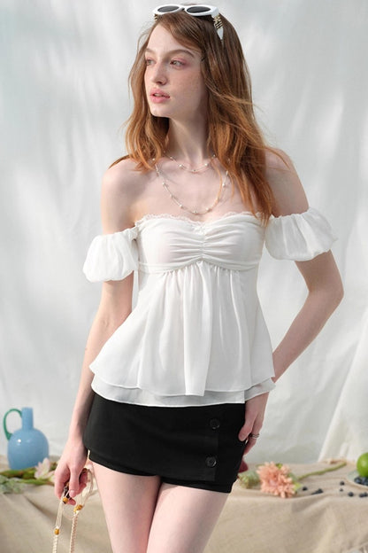 White Sleeve Floral Top