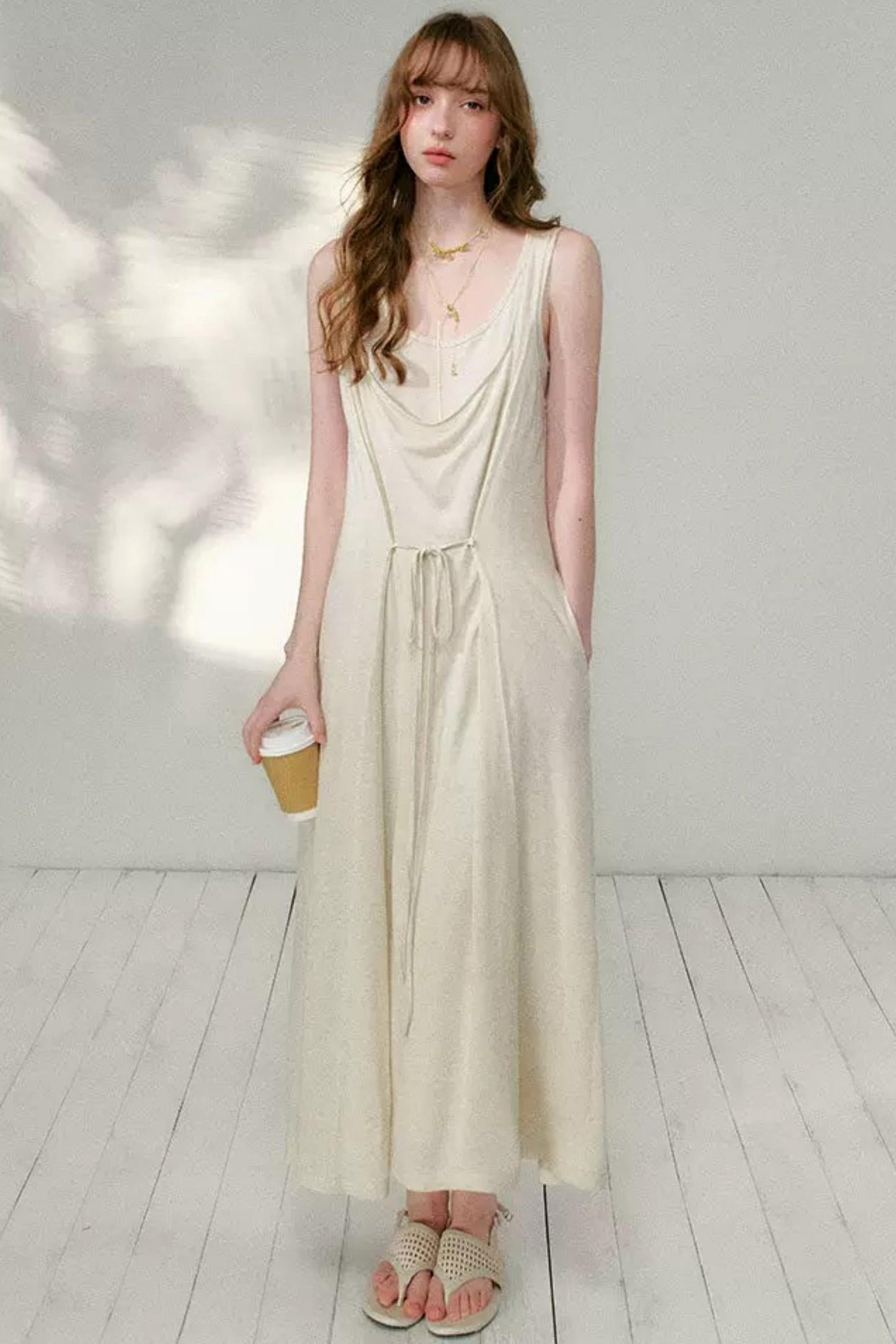 Belted Layered Maxi Dress