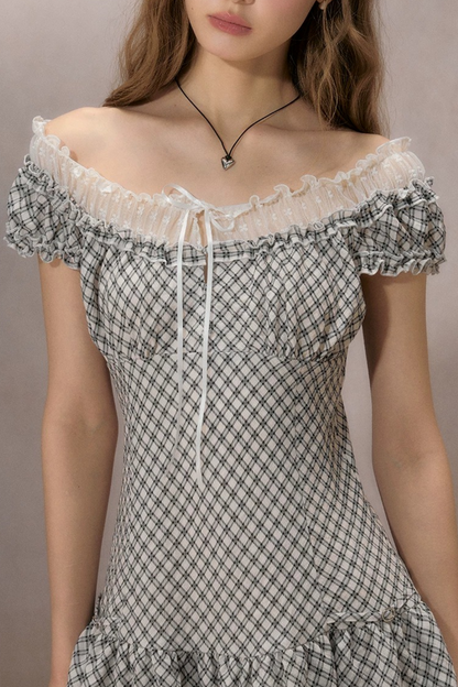 Sunny Sky Lace Plaid Dress