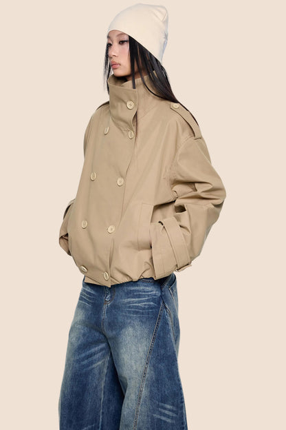 Double-Breasted Retro Trench Coat