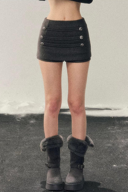 Woolen A-Line Skirt Pants