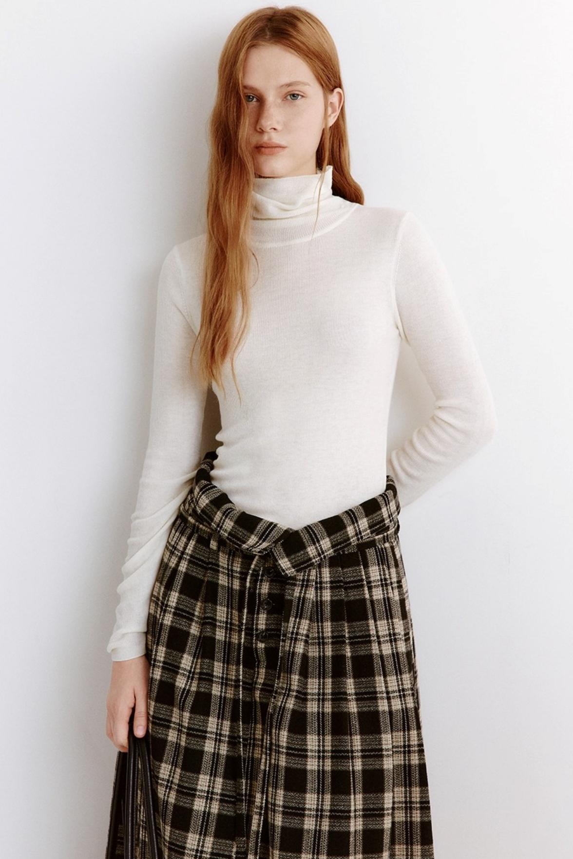 High Neck Slim Knitted Sweater