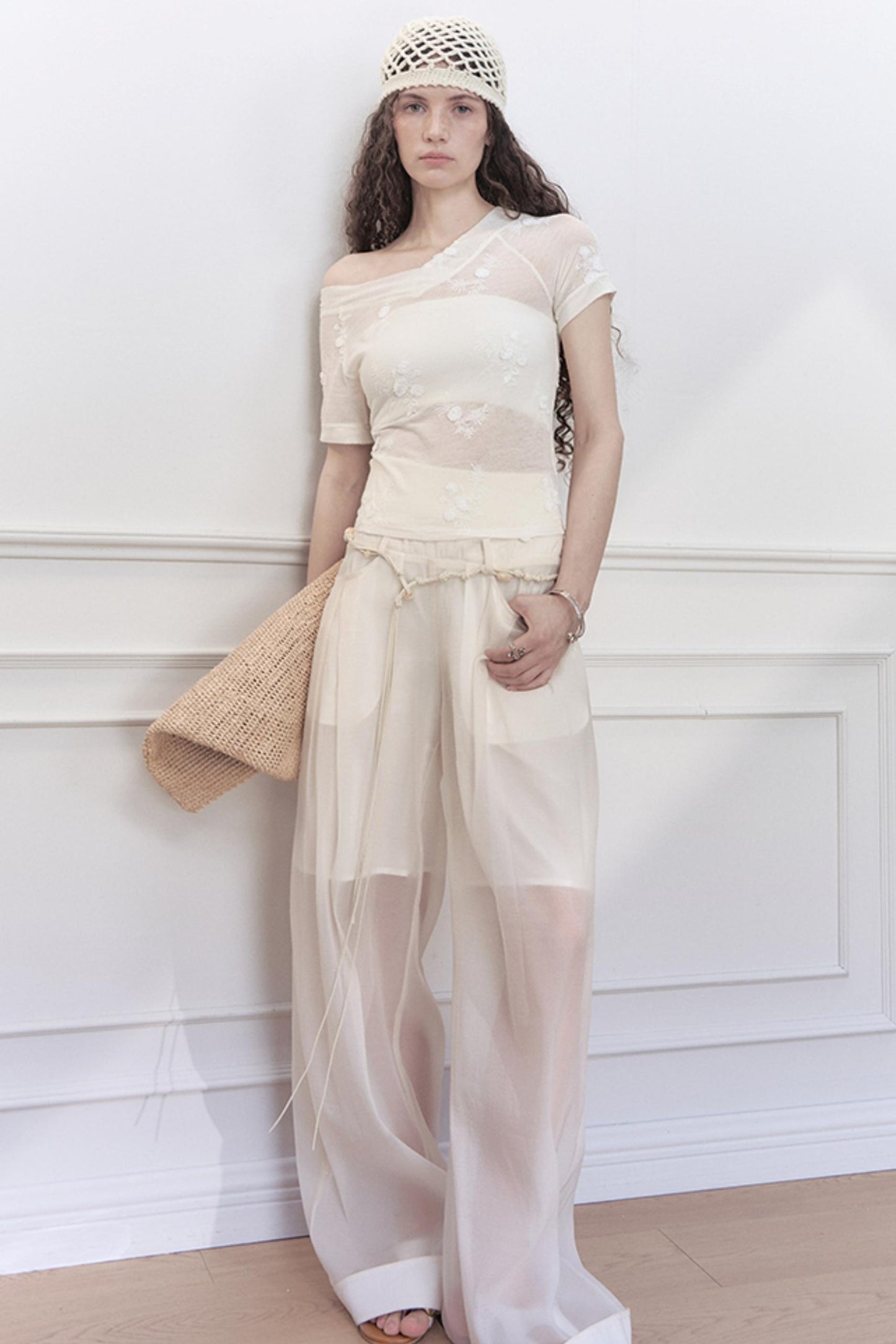 Handmade Beaded Wide Leg Pants