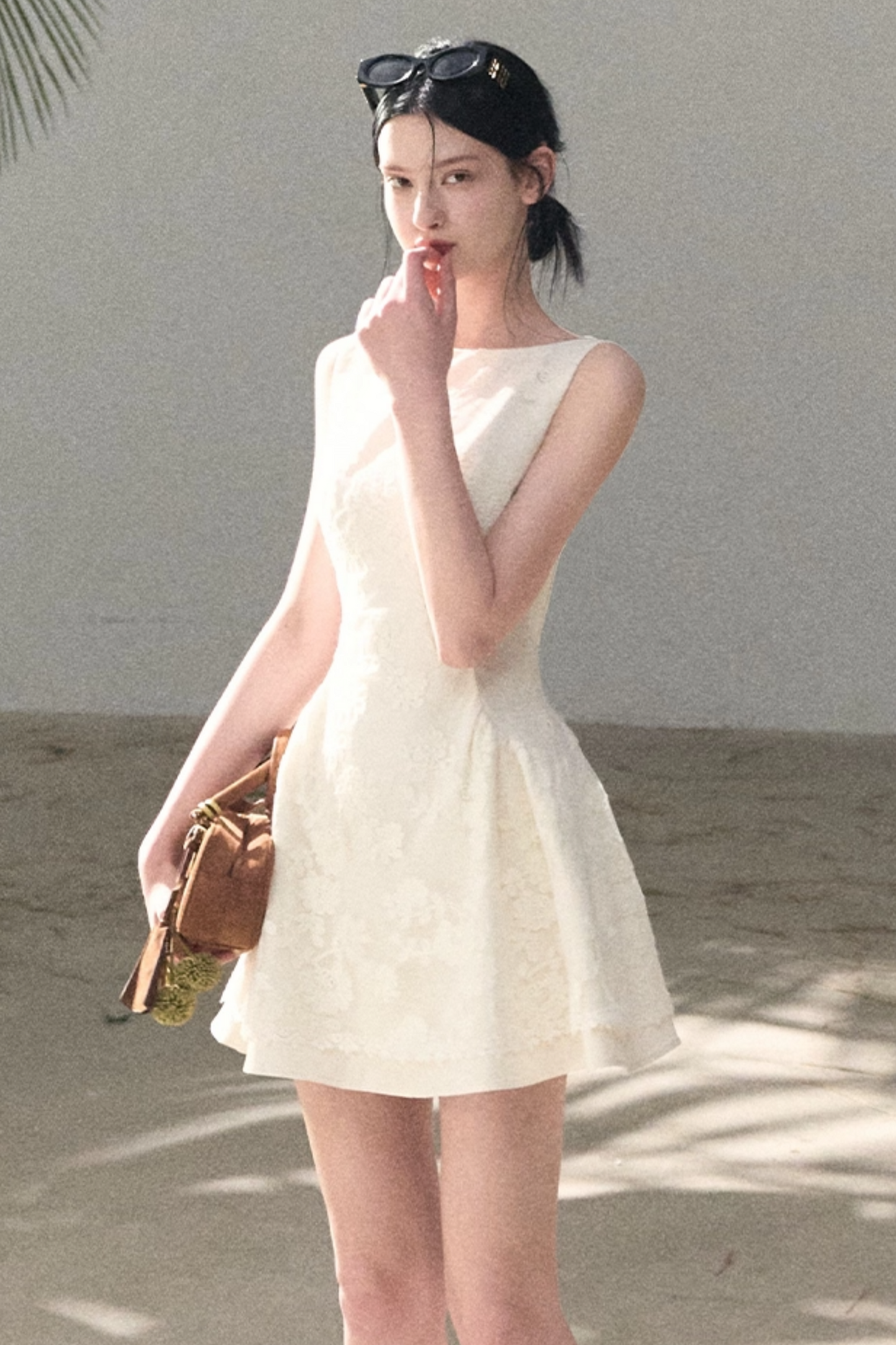 Wool Blend Embossed Floral Dress