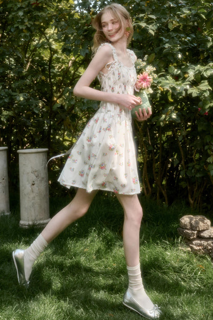 Vintage Floral Halter Dress