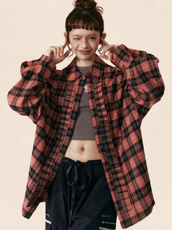 Two-Color Wide Checkered Shirt