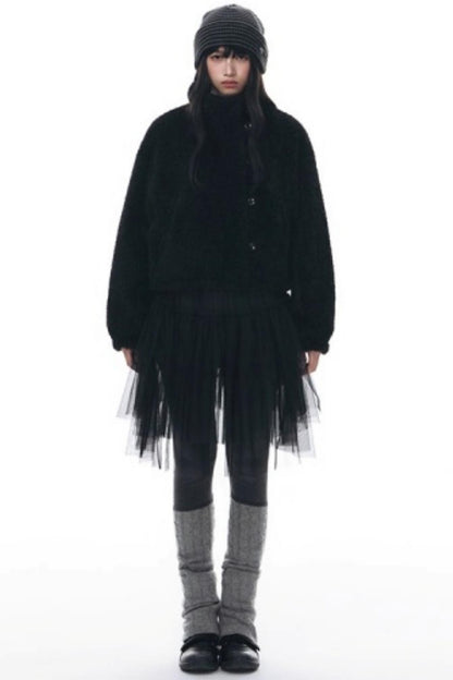 Polka Dot Woolen Reversible Jacket