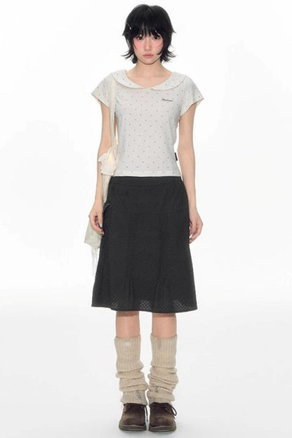 Summer Polka Dot Doll Neck Tee