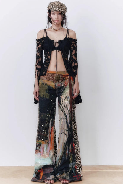 Leopard Waterfall Pants