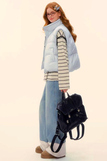 Wool Splicing Fleece-Lined Pants