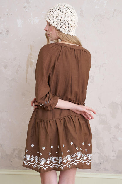 Summer V-Neck Drawstring Dress