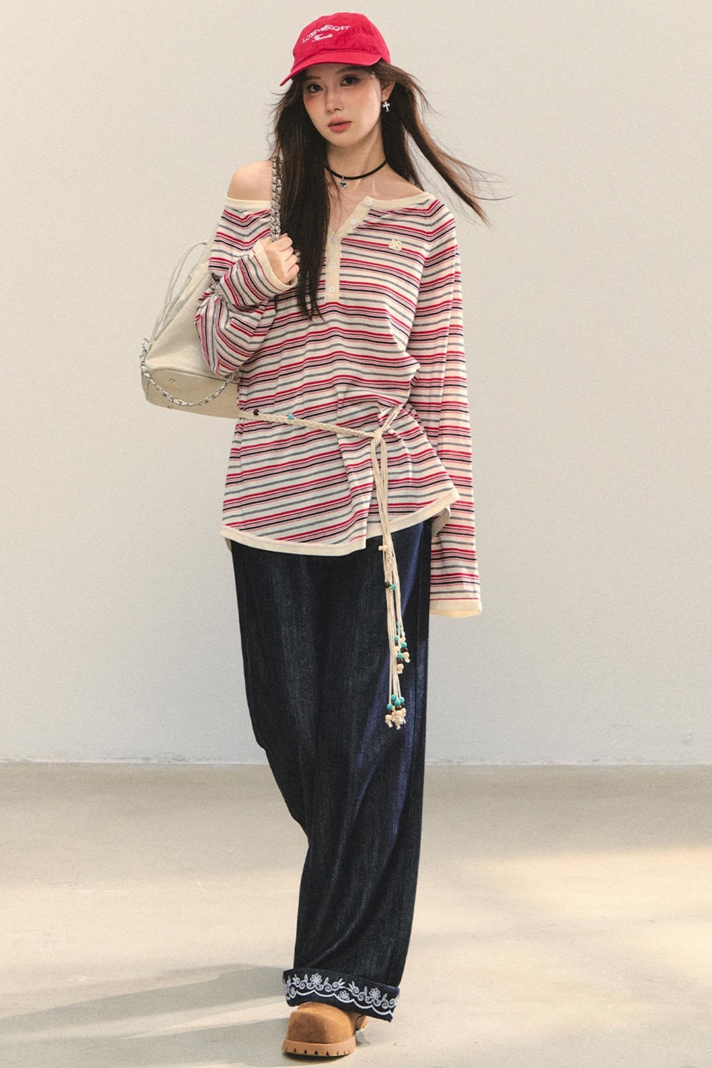 Embroidered Straight-Leg Pants