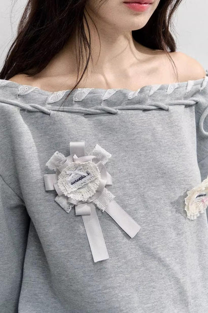 Gray Shoulder Sweatshirt