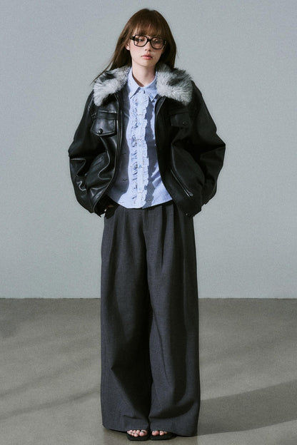 Tencel Wool Wide-Leg Pants