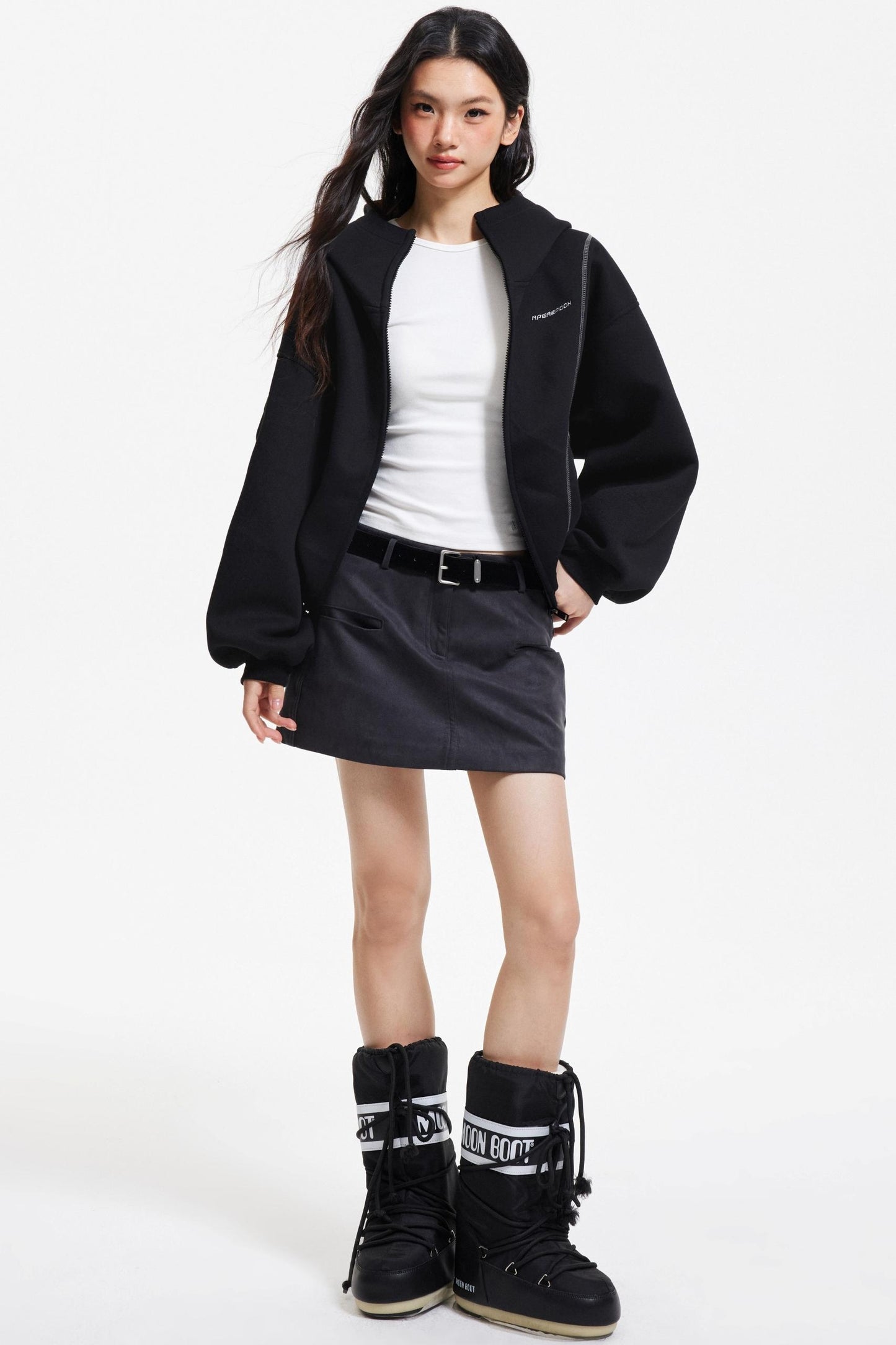 Retro Faux Suede A-Line Skirt