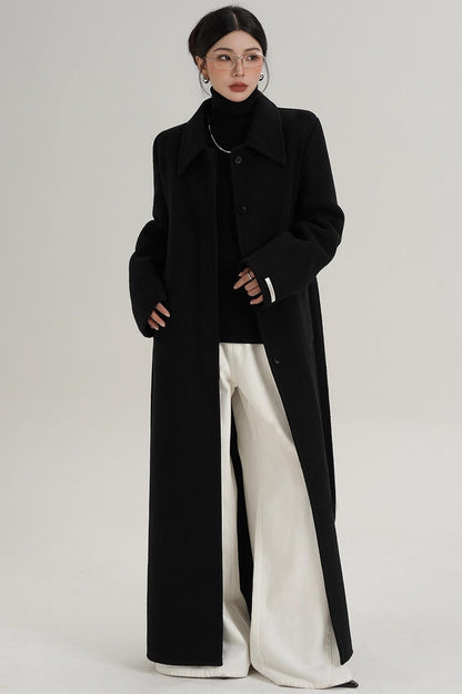 Elegant Extra-Long Wool Coat