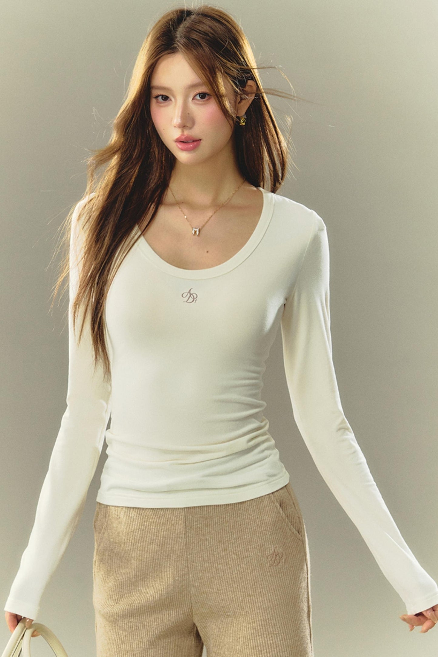 U-Neck Slim Fit Long Sleeve T-Shirt